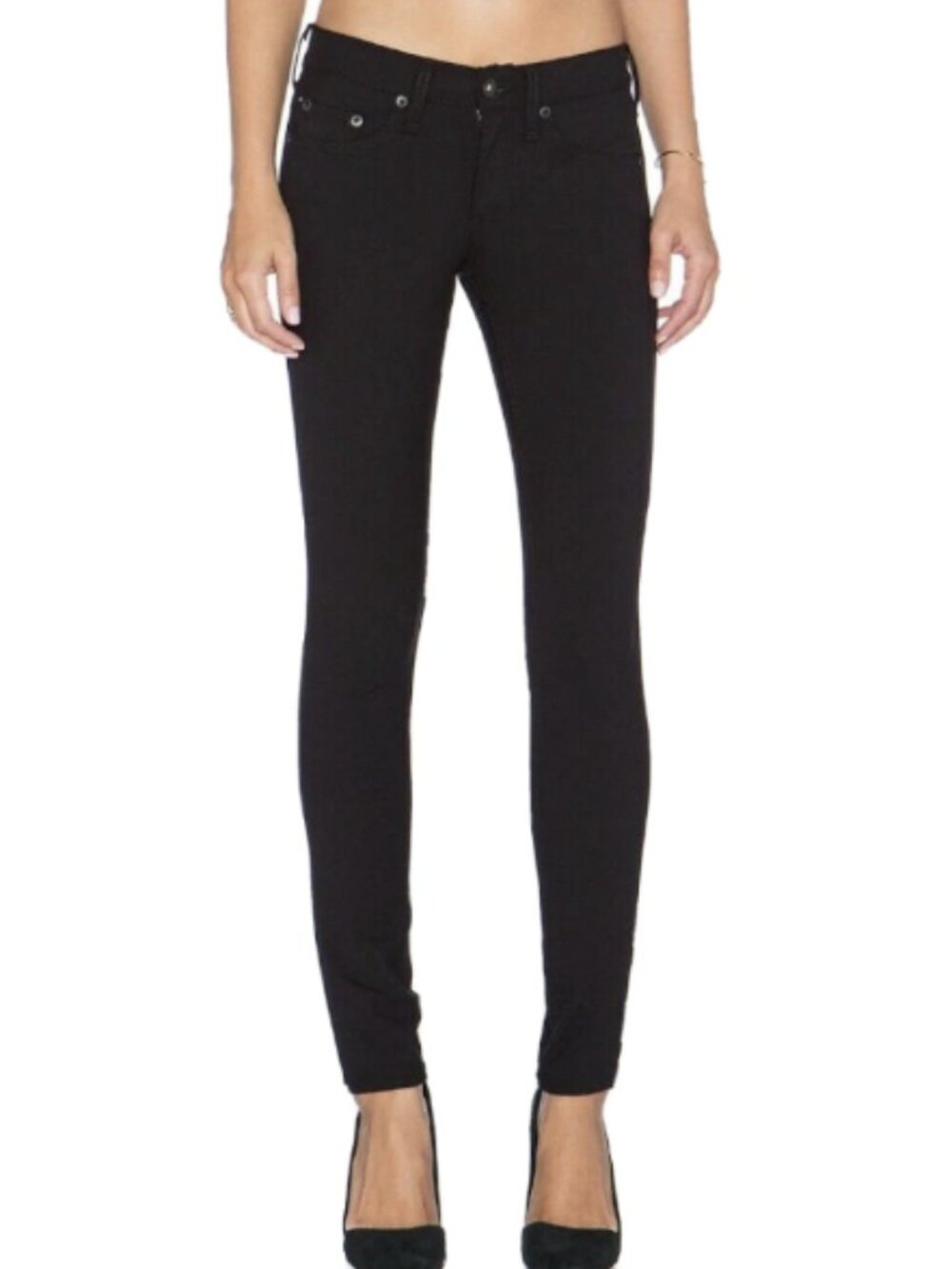 rag & bone Coated Black Low Rise Skinny Jeans